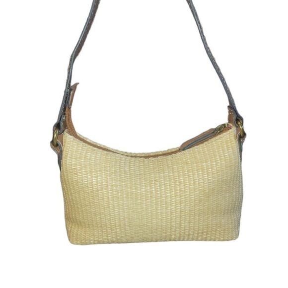 Vintage Fossil Woven Leather Beaded Floral Embellish Purse Shoulder Bag Handbag - Picture 5 of 16